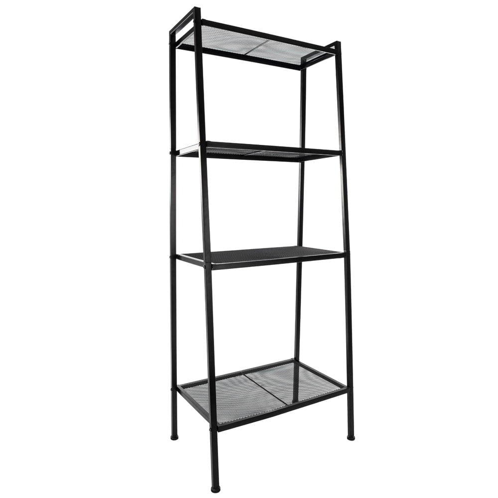 Hommoo Widen 4 Tiers Ladder Shelf, Bookshelf Display Rack, Bookcase Stand Shelves for Home Office, Black Image 3