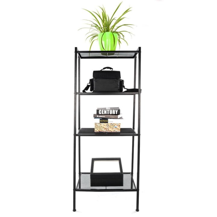 Hommoo Widen 4 Tiers Ladder Shelf, Bookshelf Display Rack, Bookcase Stand Shelves for Home Office, Black Image 5