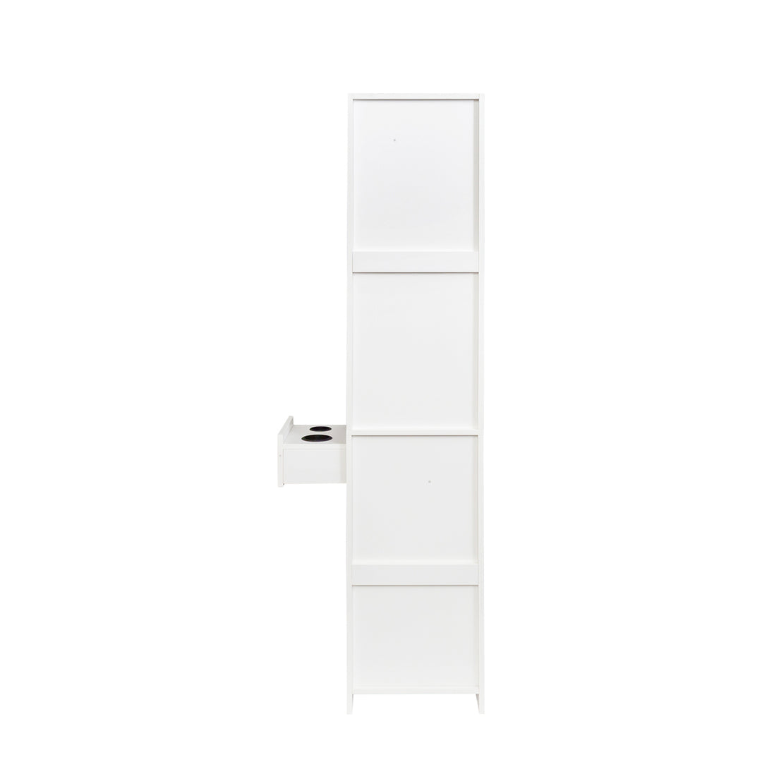 Hommoo Tall Slant-Back Bookcase, White modern simple hair desk, multi-layer storage, large storage space Image 5