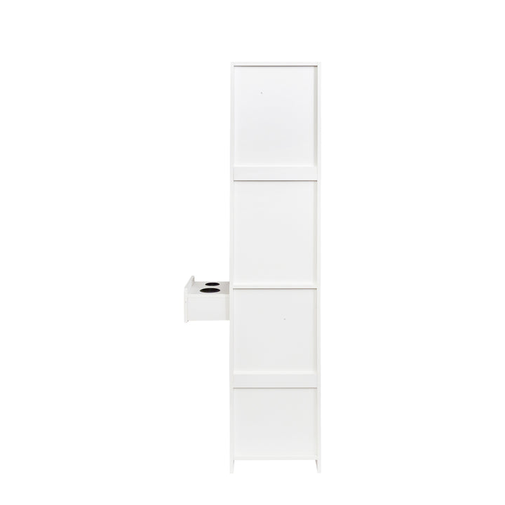 Hommoo Tall Slant-Back Bookcase, White modern simple hair desk, multi-layer storage, large storage space Image 5