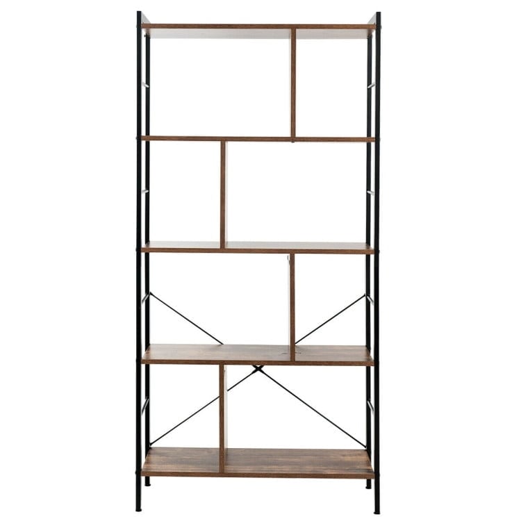 Hommoo Bookshelf,Shelf, Open Bookcase Book Shelf,Storage Shelf Unit Plant Stand,4-Tier Industrial Freestanding Bookshelf Image 1