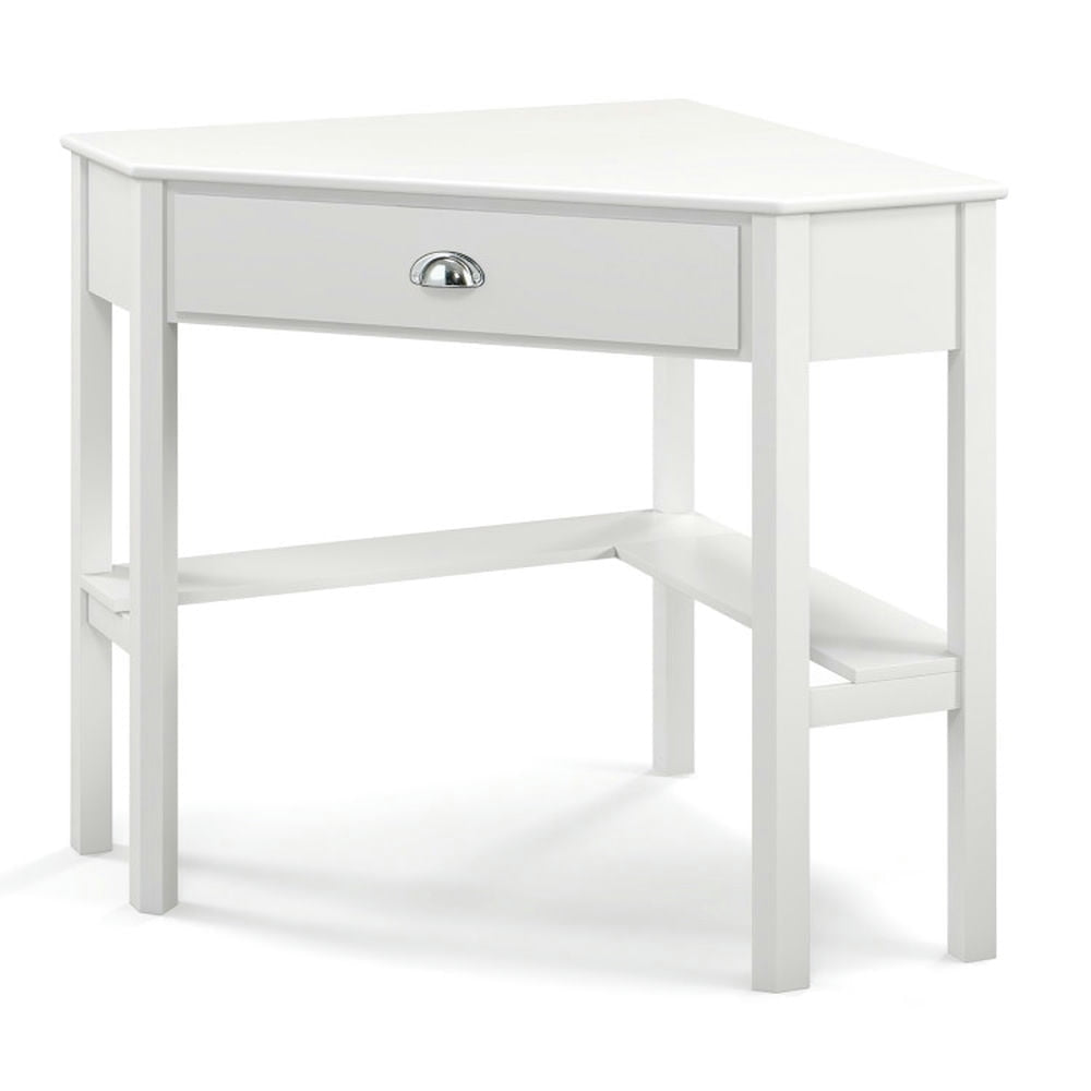 Hommoo Corner Wooden Piece Laptop Computer Desk-White, Home Office Desks, Gaming Computer Desks for Image 3