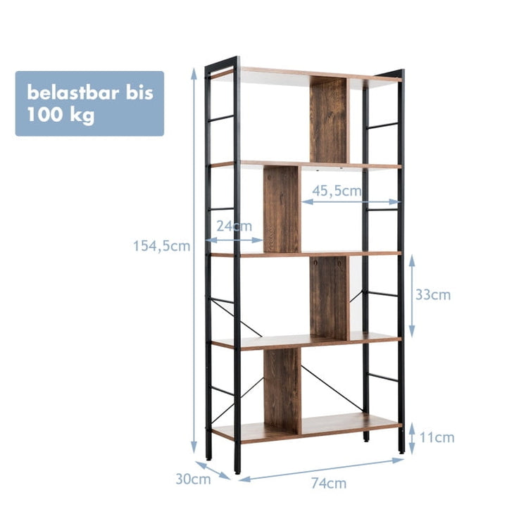 Hommoo Bookshelf,Shelf, Open Bookcase Book Shelf,Storage Shelf Unit Plant Stand,4-Tier Industrial Freestanding Bookshelf Image 5