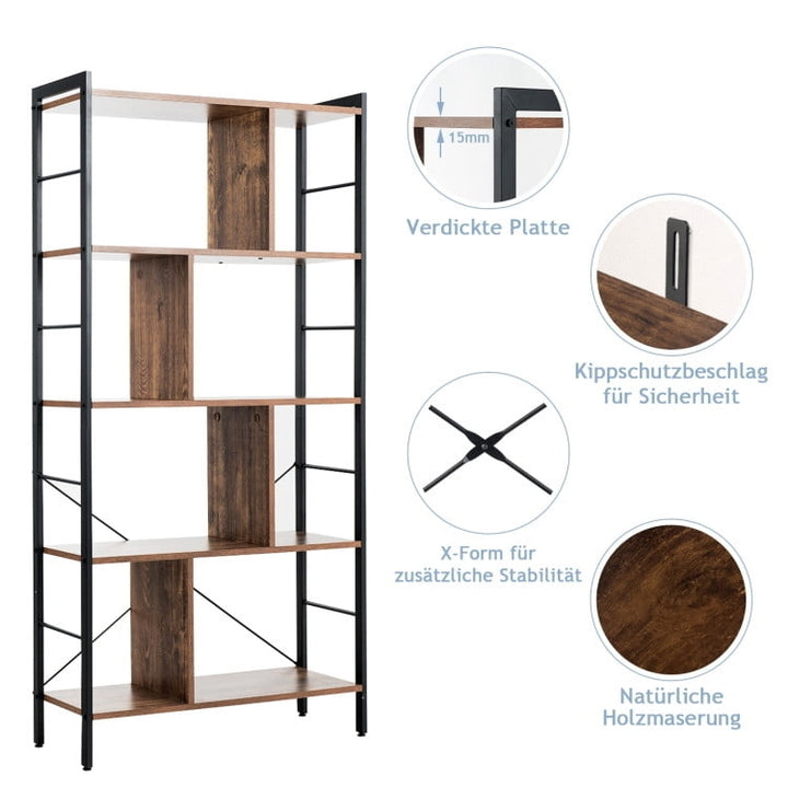 Hommoo Bookshelf,Shelf, Open Bookcase Book Shelf,Storage Shelf Unit Plant Stand,4-Tier Industrial Freestanding Bookshelf Image 7