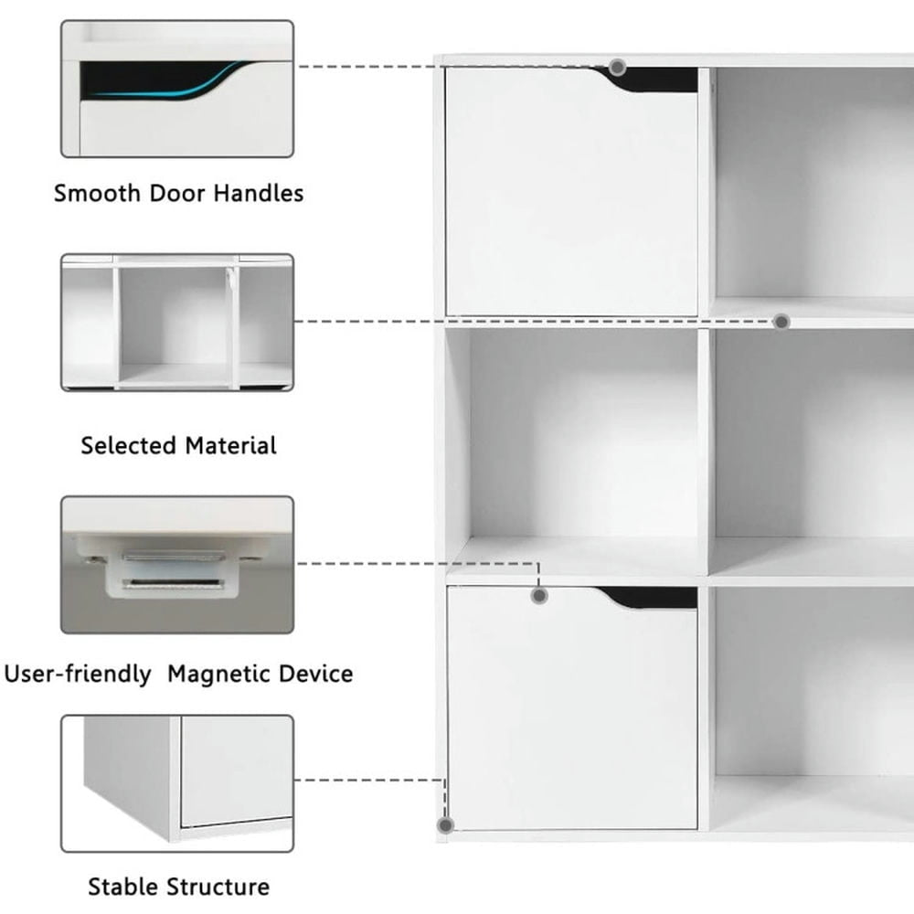 Hommoo Bookshelf,Shelf, Open Bookcase Book Shelf, Free Standing 9 Cube Storage Wood Divider Bookcase for Home and Image 4