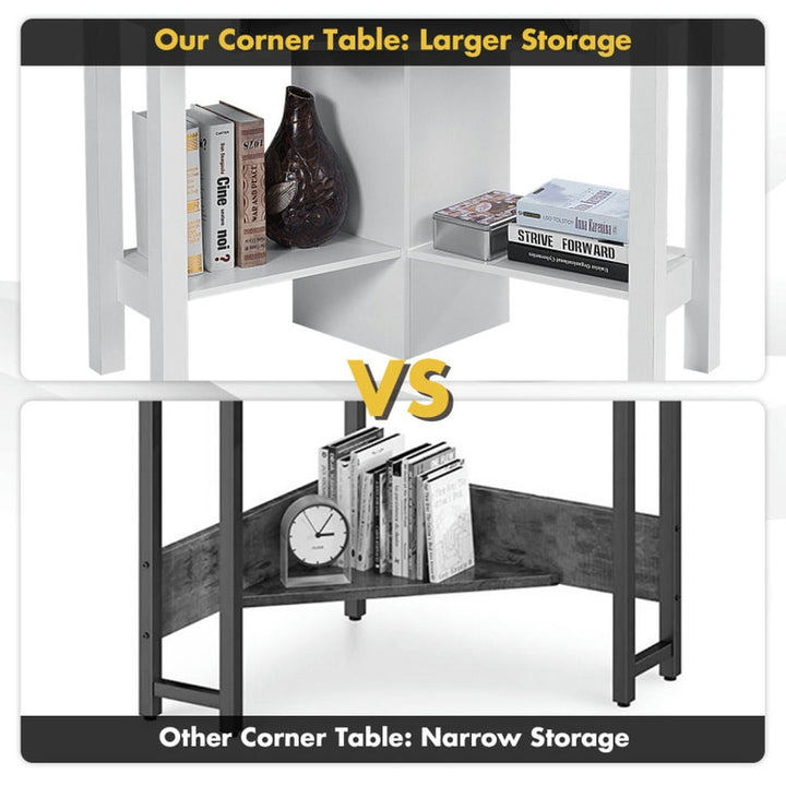 Hommoo Wooden Study Computer Corner Desk with Drawer-White, Home Office Desks, Gaming Computer Desks for Image 3