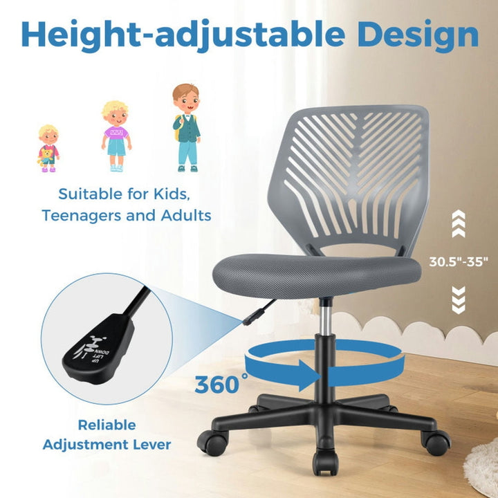 Hommoo Height-adjustable Ergonomic Kids Desk Chair with Universal Casters-Gray, Kids Chairs for Kids Image 2