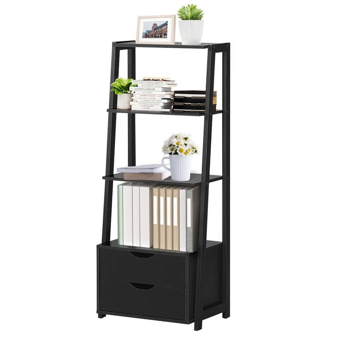 Hommoo Bookshelf,Shelf, Open Bookcase Book Shelf,Storage Shelf Unit Plant Stand,4-Tier Ladder Bookshelf Storage Display Image 2