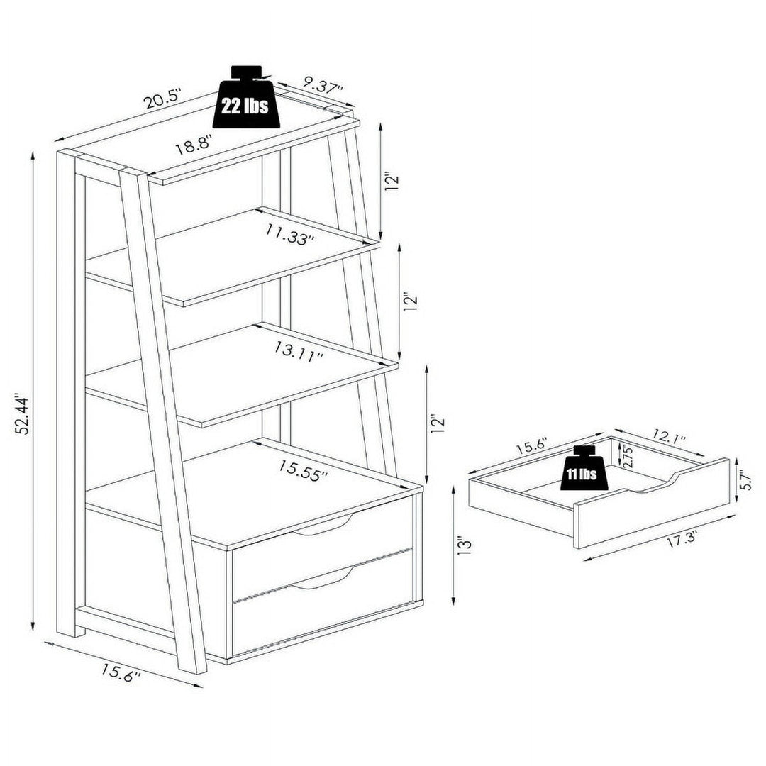 Hommoo Bookshelf,Shelf, Open Bookcase Book Shelf,Storage Shelf Unit Plant Stand,4-Tier Ladder Bookshelf Storage Display Image 3