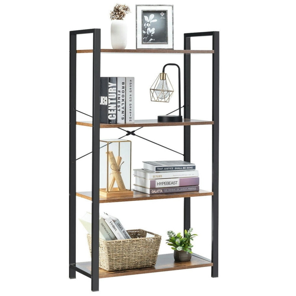 Hommoo Bookshelf,Shelf, Open Bookcase Book Shelf, 4-Tier Rustic Bookshelf Industrial Bookcase Diaplay Shelf Storage Image 4