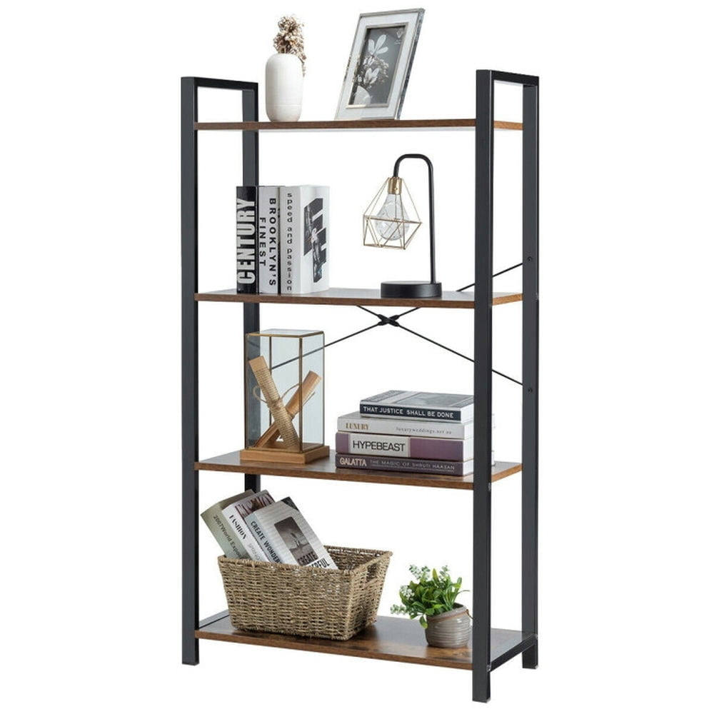 Hommoo Bookshelf,Shelf, Open Bookcase Book Shelf, 4-Tier Rustic Bookshelf Industrial Bookcase Diaplay Shelf Storage Image 5