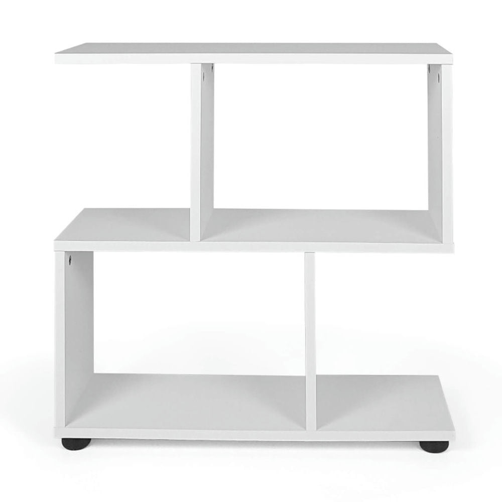 Hommoo Bookshelf,Shelf, Open Bookcase Book Shelf, 24 Inch 3-Tier Geometric Bookshelf with Thick Foot Pads-White Image 1