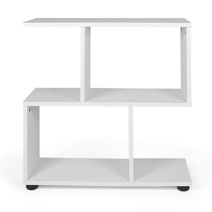 Hommoo Bookshelf,Shelf, Open Bookcase Book Shelf, 24 Inch 3-Tier Geometric Bookshelf with Thick Foot Pads-White Image 1