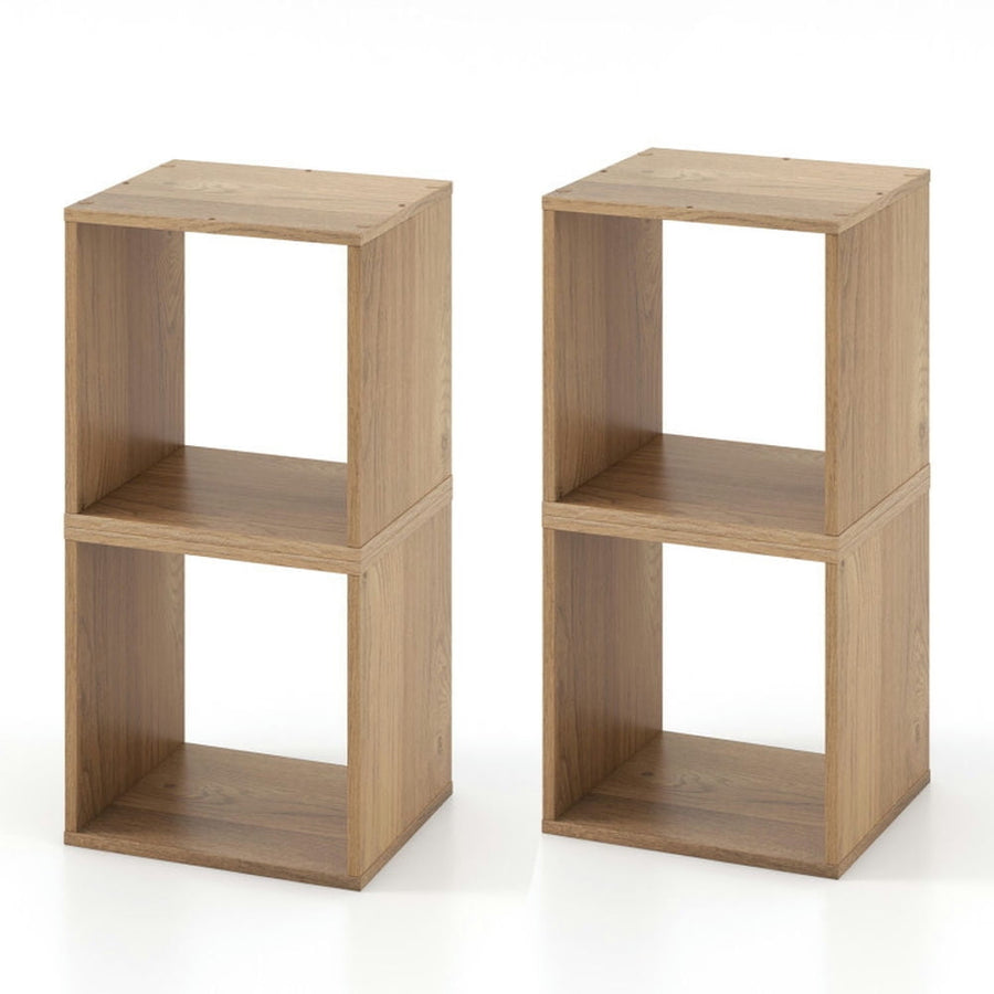 Hommoo Bookshelf,Shelf, Open Bookcase Book Shelf,Storage Shelf Unit Plant Stand,2 Cubes Stackable Bookcase for Living Image 1