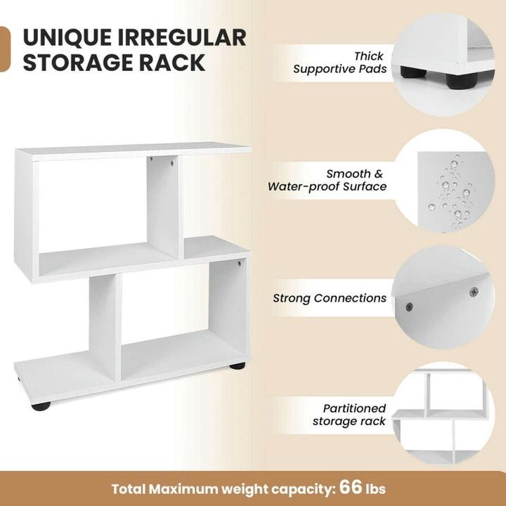 Hommoo Bookshelf,Shelf, Open Bookcase Book Shelf, 24 Inch 3-Tier Geometric Bookshelf with Thick Foot Pads-White Image 4