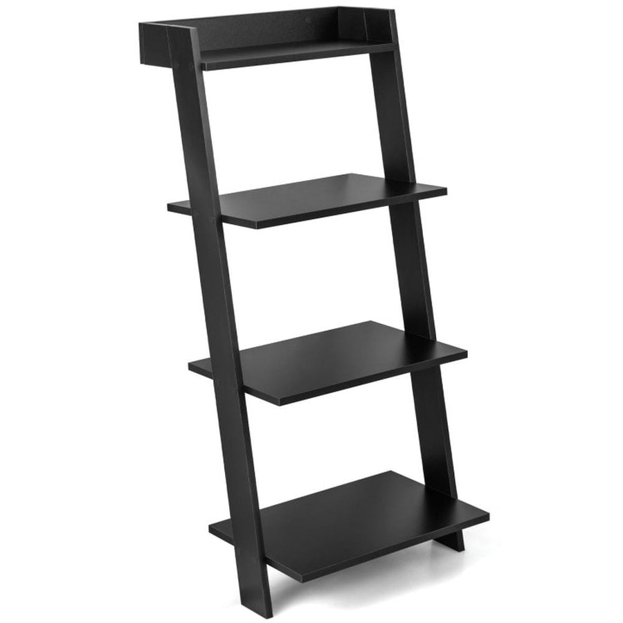 Hommoo Versatile Shelving Unit Bookcase, 4 -Tier Ladder Shelf with Solid Frame and Anti-toppling Device-Black Image 1