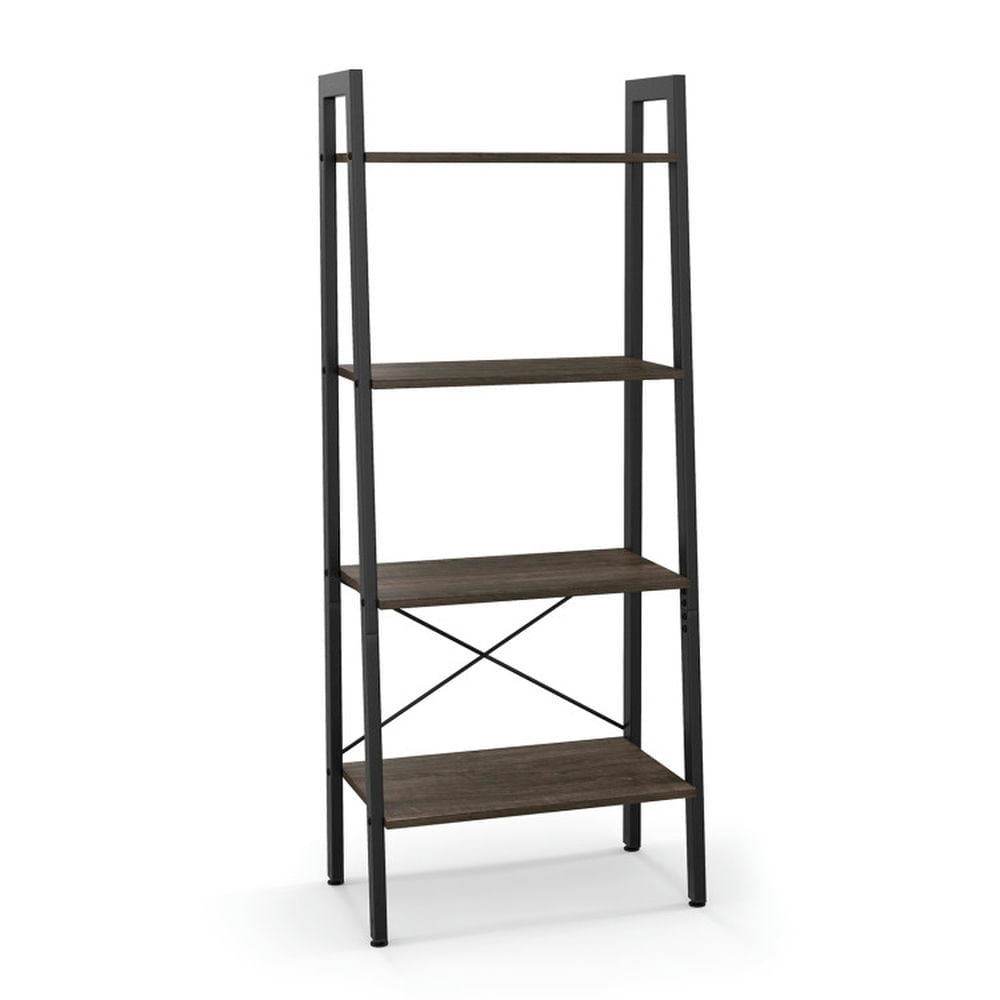 Hommoo Bookshelf,Shelf, Open Bookcase Book Shelf, 4-Tier Bookshelf with Metal Frame and Adjustable Foot Pads-Oak Image 1