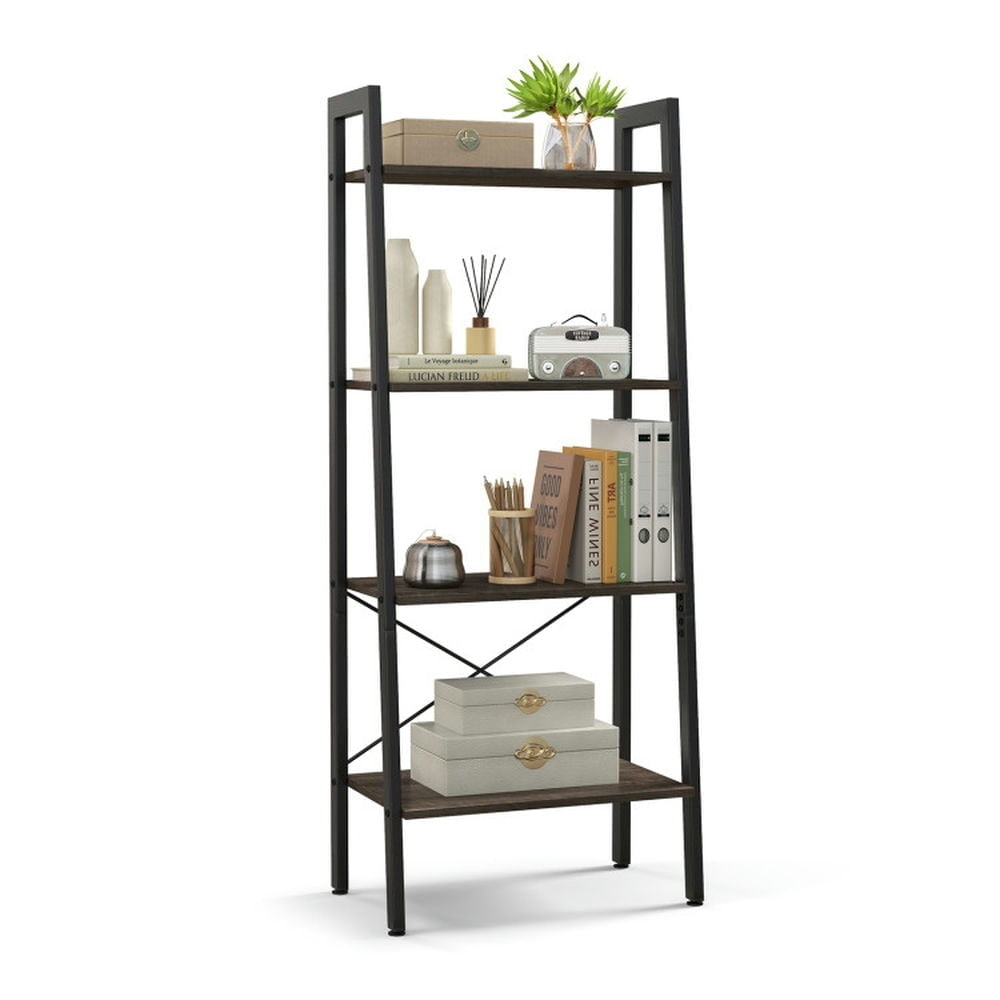 Hommoo Bookshelf,Shelf, Open Bookcase Book Shelf, 4-Tier Bookshelf with Metal Frame and Adjustable Foot Pads-Oak Image 2