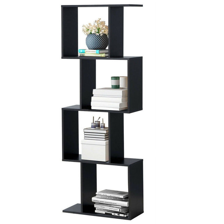 Hommoo Bookshelf,Shelf, Open Bookcase Book Shelf, 2/3/4 Tiers Wooden S-Shaped Bookcase for Living Room Bedroom Image 3