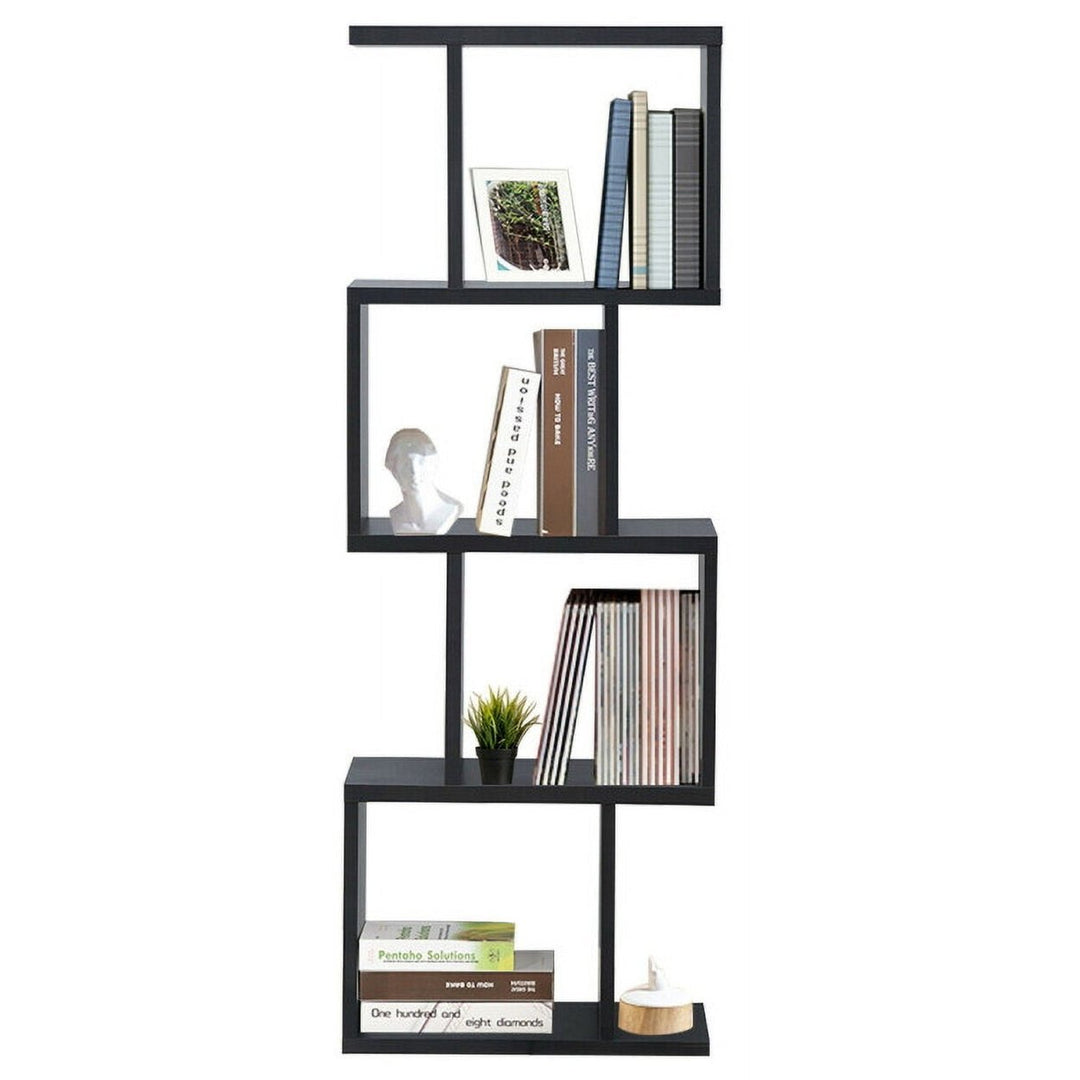 Hommoo Bookshelf,Shelf, Open Bookcase Book Shelf, 2/3/4 Tiers Wooden S-Shaped Bookcase for Living Room Bedroom Image 5