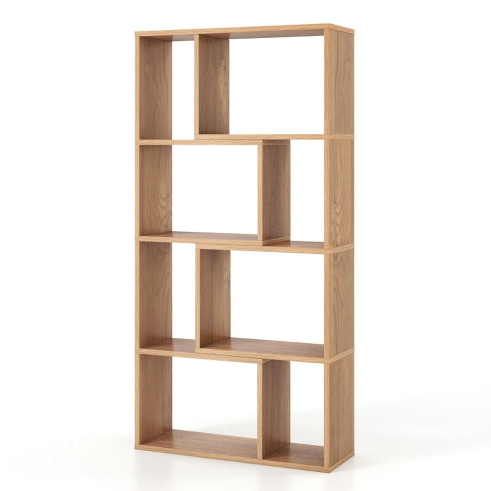 Hommoo Bookshelf, Display Bookshelf, Bookcase,48 Inch 4-Tier Geometric Bookshelf with 8 Cubes for Living Room Image 1