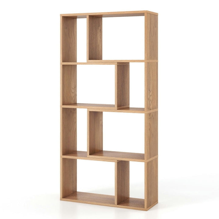 Hommoo Bookshelf, Display Bookshelf, Bookcase,48 Inch 4-Tier Geometric Bookshelf with 8 Cubes for Living Room Image 1