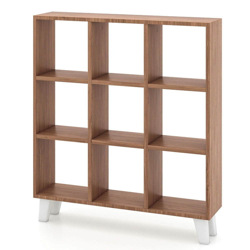 Hommoo Bookshelf, Display Bookshelf, Bookcase,9-Cube Bookcase with 6 Removable Shelves and Raised Support Feet-Brown Image 1