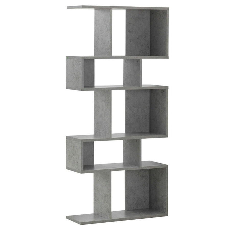 Hommoo Bookshelf,Shelf, Storage Shelf Unit Plant Stand, 5 Cubes Ladder Shelf Corner Bookshelf Display Rack Bookcase-Gray Image 1