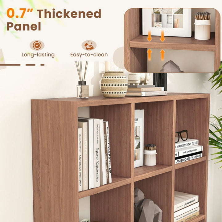 Hommoo Bookshelf, Display Bookshelf, Bookcase,9-Cube Bookcase with 6 Removable Shelves and Raised Support Feet-Brown Image 4