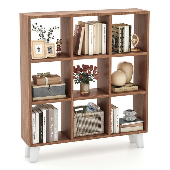 Hommoo Bookshelf, Display Bookshelf, Bookcase,9-Cube Bookcase with 6 Removable Shelves and Raised Support Feet-Brown Image 5