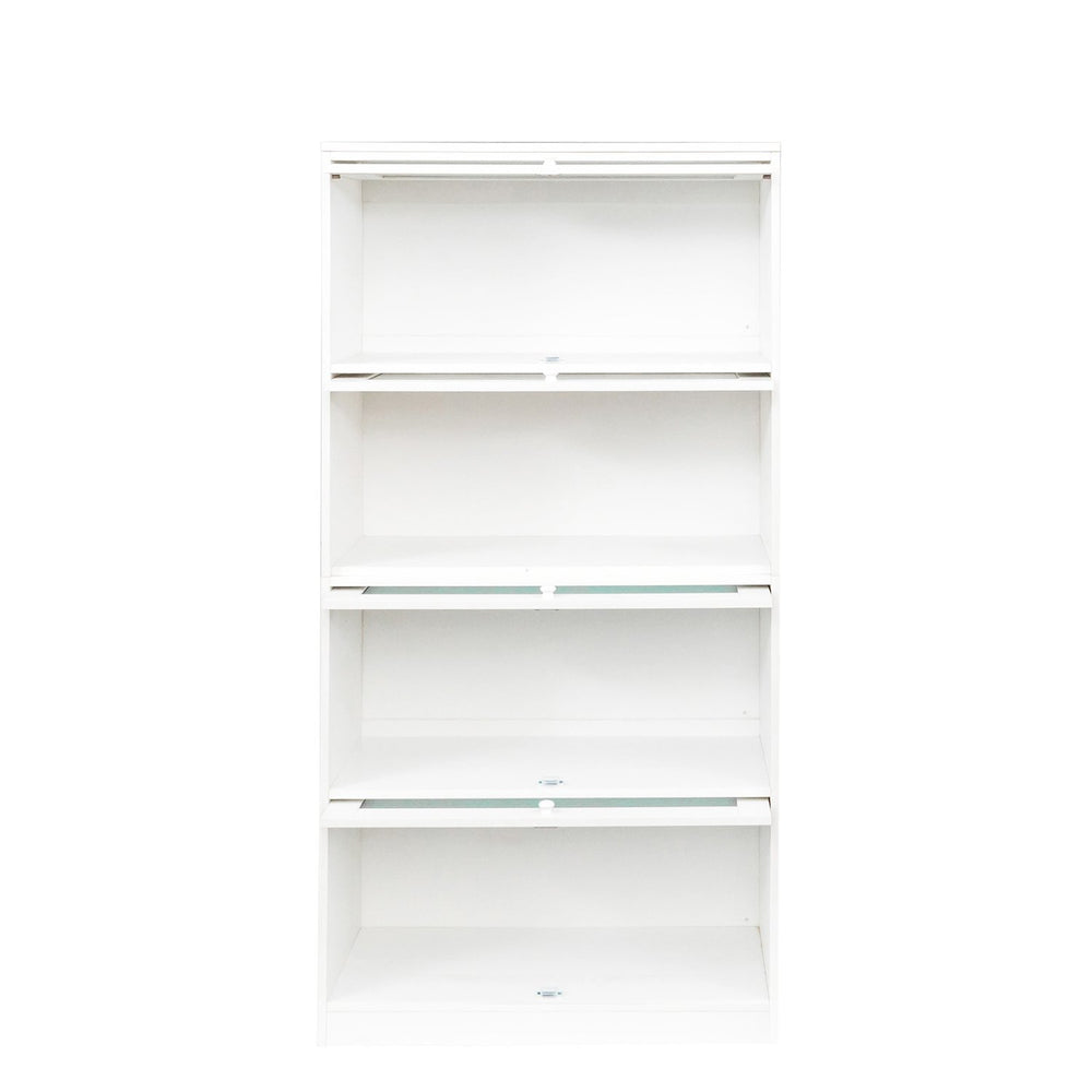 Hommoo Tall Slant-Back Bookcase, Contemporary Closed Back Glass Doors Office Storage Cabinet, White Image 2