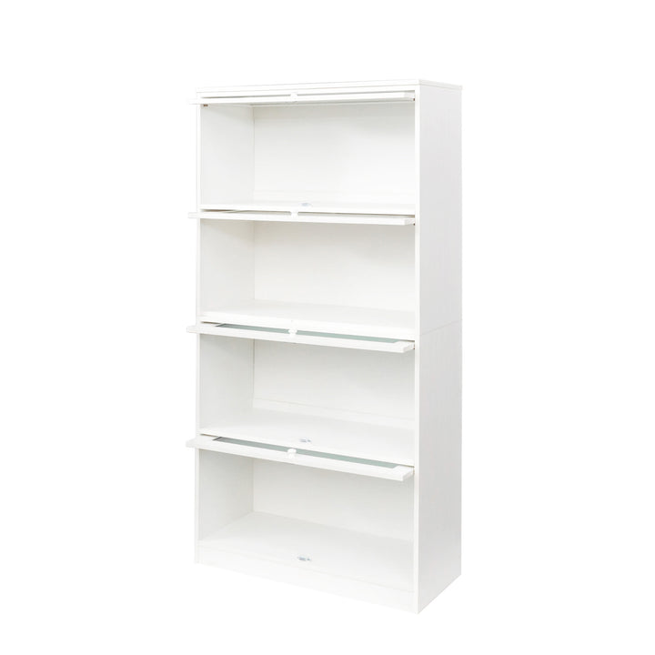 Hommoo Tall Slant-Back Bookcase, Contemporary Closed Back Glass Doors Office Storage Cabinet, White Image 3