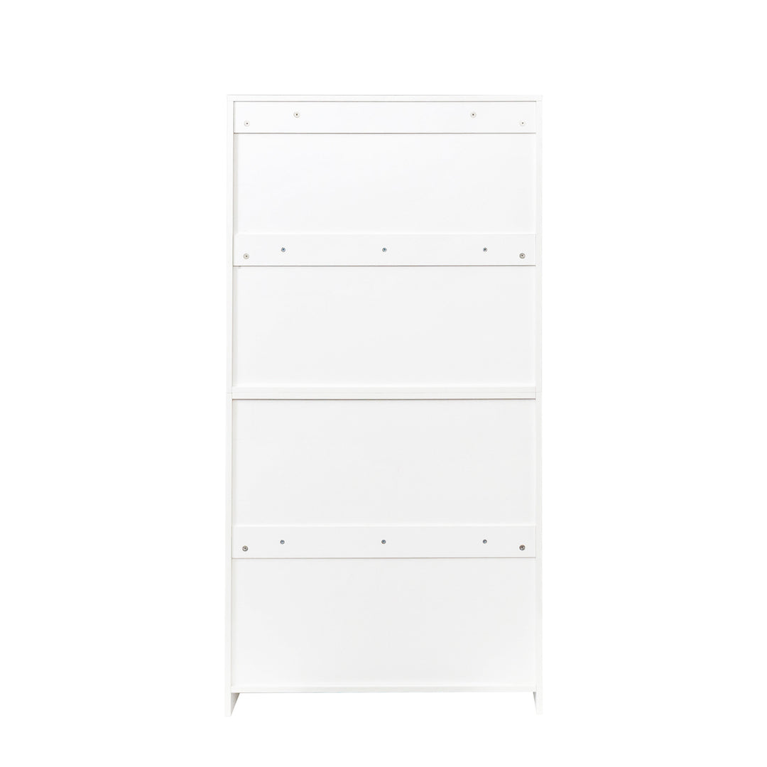 Hommoo Tall Slant-Back Bookcase, Contemporary Closed Back Glass Doors Office Storage Cabinet, White Image 4