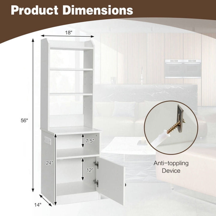 Hommoo Bookshelf,Shelf, Open Bookcase Book Shelf,Storage Shelf Unit Plant Stand,6-Tier Bookshelf with Charging Station Image 4