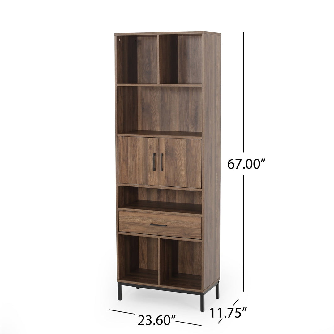 Hommoo Bookcase, Storage Display Open Bookshelf, Closet Organizers and Storage Bookshelf Bookcase Furniture, Walnut Image 7