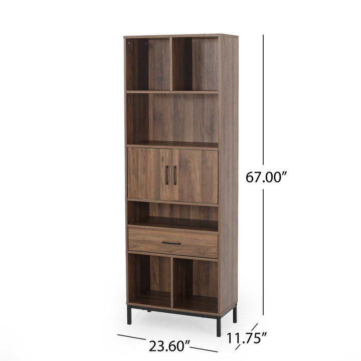 Hommoo Bookcase, Storage Display Open Bookshelf, Closet Organizers and Storage Bookshelf Bookcase Furniture, Walnut Image 7