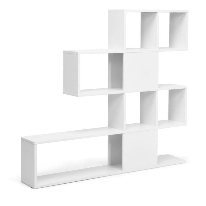 Hommoo Bookshelf,Shelf, Open Bookcase Book Shelf, 5-Tier Bookshelf Corner Ladder Bookcase with Storage Rack-White Image 1