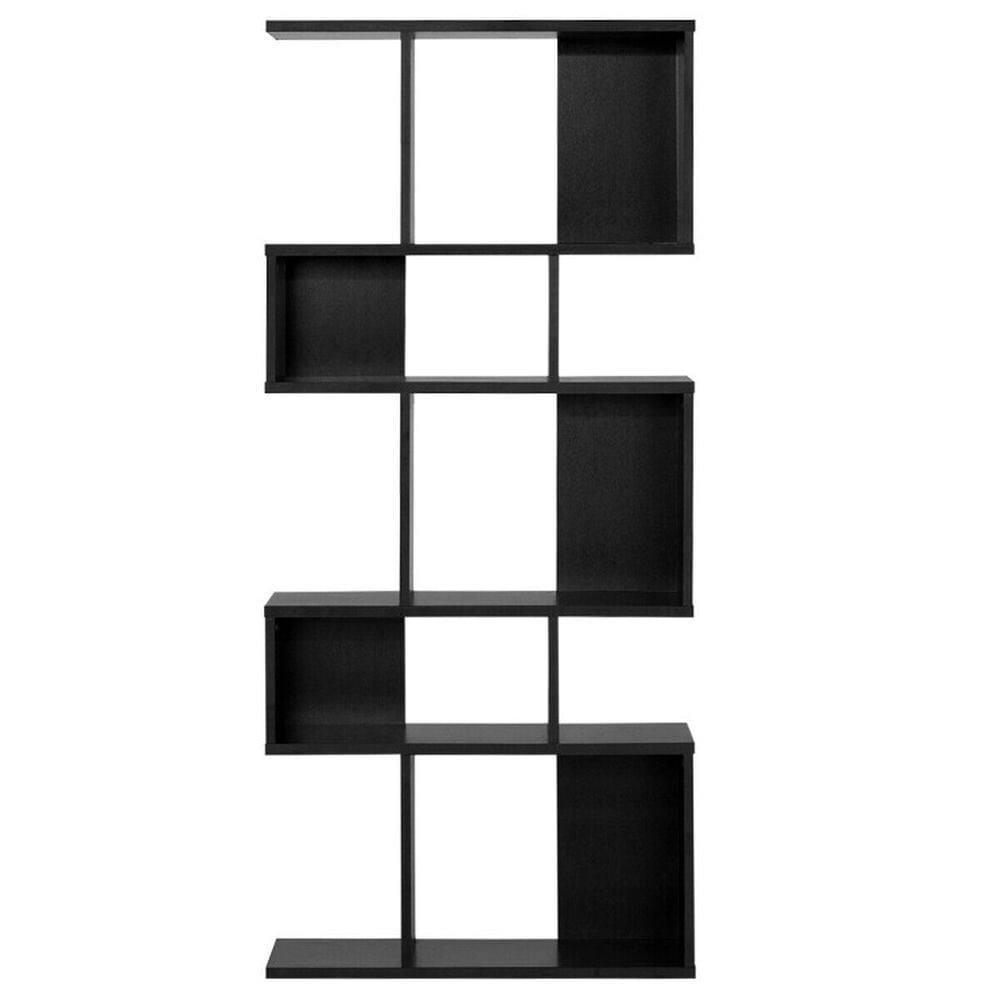 Hommoo Bookshelf,Shelf, Open Bookcase Book Shelf, 5 Cubes Ladder Shelf Corner Bookshelf Display Rack Bookcase-Black Image 1