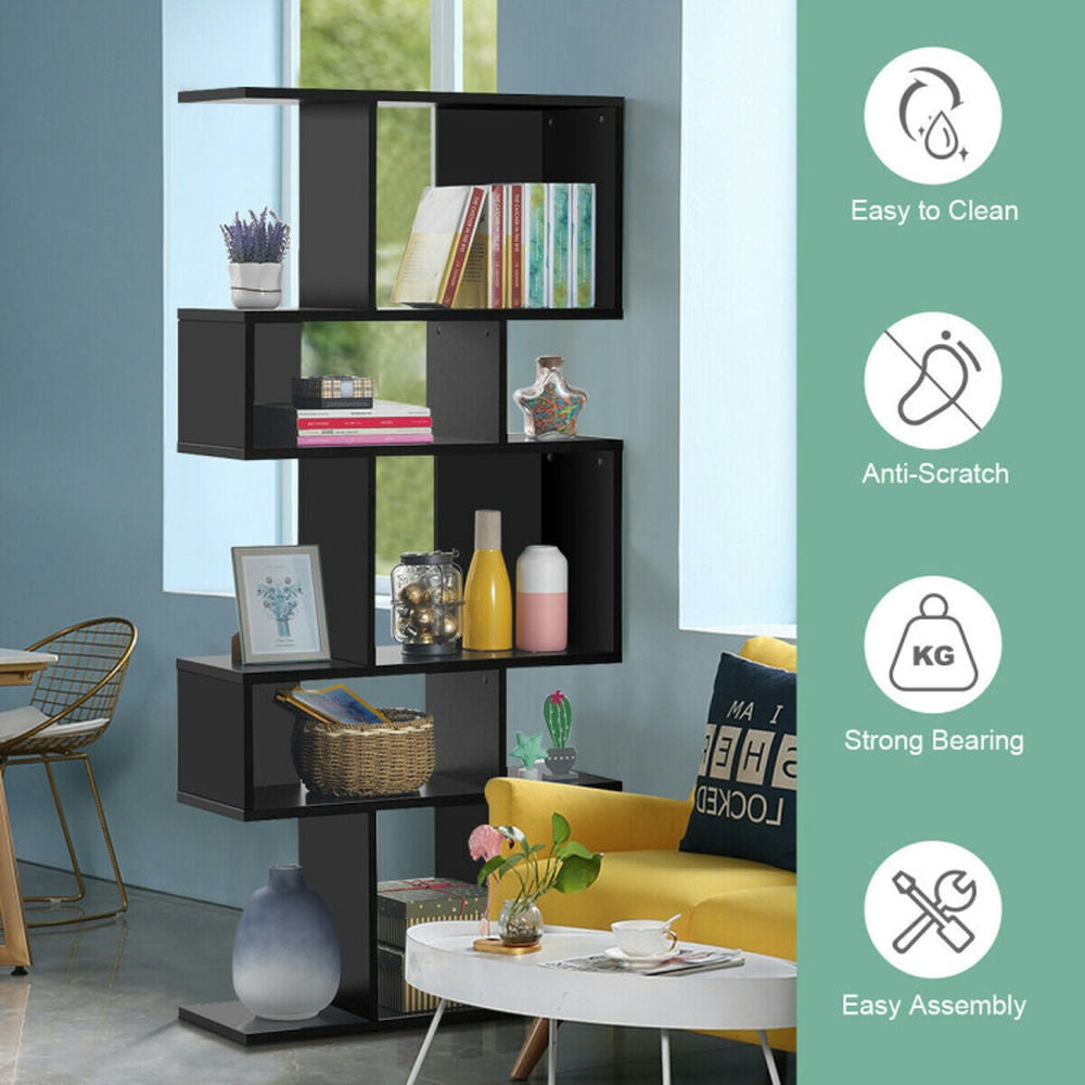 Hommoo Bookshelf,Shelf, Open Bookcase Book Shelf, 5 Cubes Ladder Shelf Corner Bookshelf Display Rack Bookcase-Black Image 5