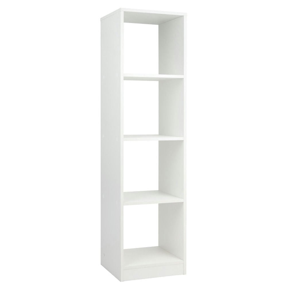 Hommoo Bookshelf,Shelf, Open Bookcase Book Shelf, 5 Tiers 4-Cube Narrow Bookshelf with 4 Anti-Tipping Kits-White Image 1