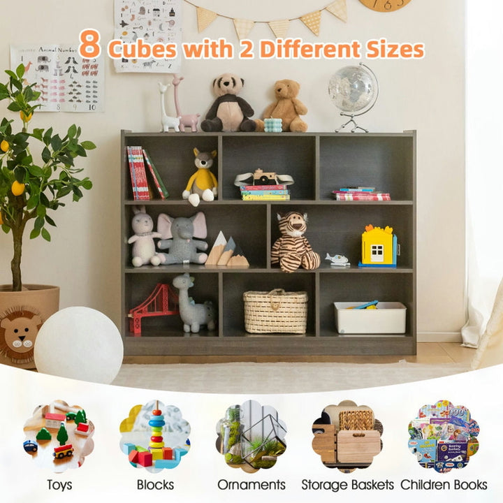 Hommoo Bookshelf,Shelf, Open Bookcase Book Shelf, 3-Tier Open Bookcase 8-Cube Floor Standing Storage Shelves Display Image 3