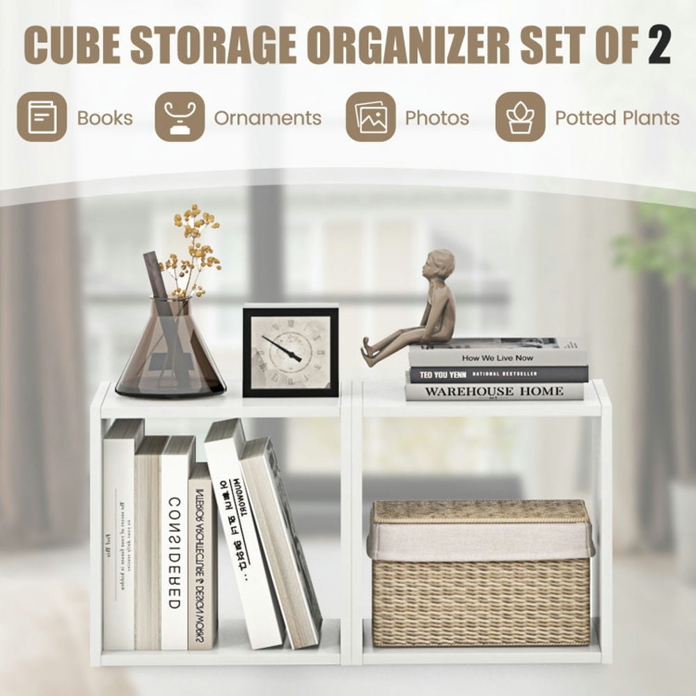 Hommoo Cube Storage Organizer Set of 2-White Image 2