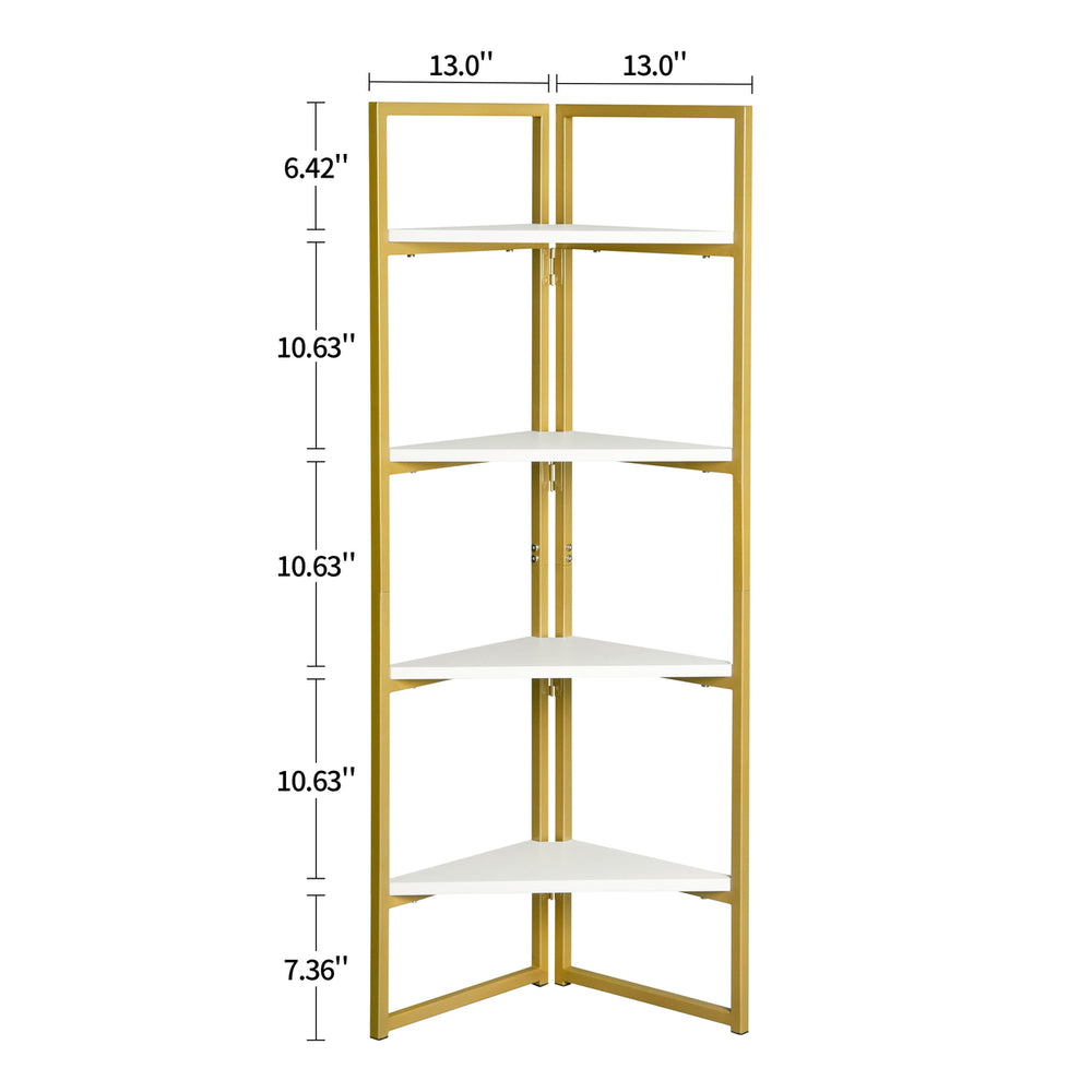 Hommoo 5-Tier Kitchen triangular Rack, Cookware Stand Storage Organizer Multi-Layer Corner Rack Metal Shelves Image 2