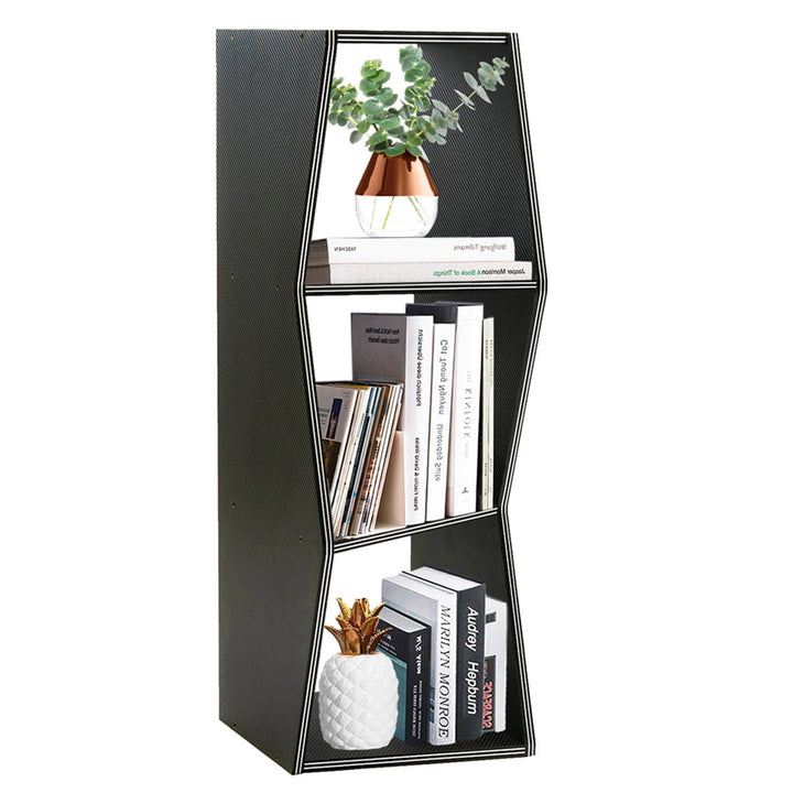 Hommoo 3 Tier Small Bookcase Narrow Storage Organizer Open Shelving Unit Black Image 1