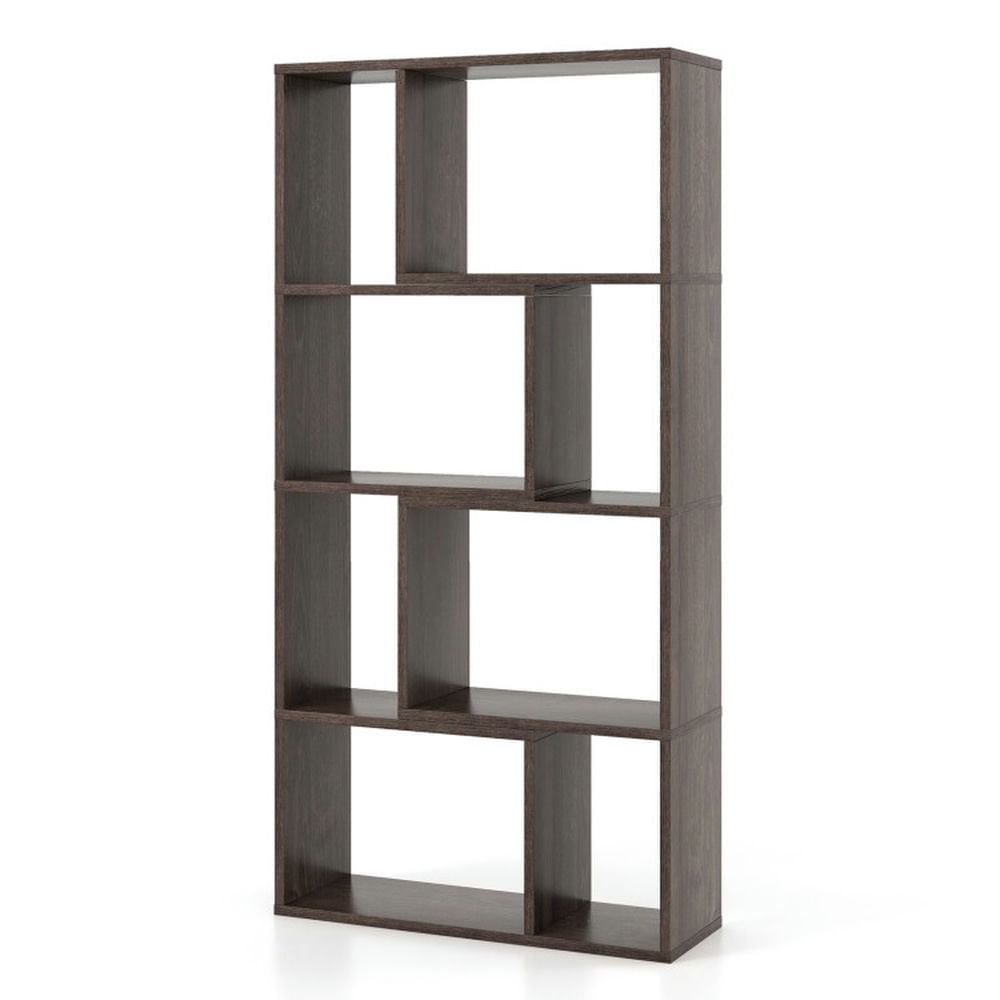 Hommoo Bookshelf, Display Bookshelf, Bookcase,48 Inch 4-Tier Geometric Bookshelf with 8 Cubes for Living Room Image 1