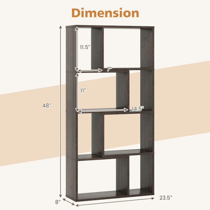 Hommoo Bookshelf, Display Bookshelf, Bookcase,48 Inch 4-Tier Geometric Bookshelf with 8 Cubes for Living Room Image 3