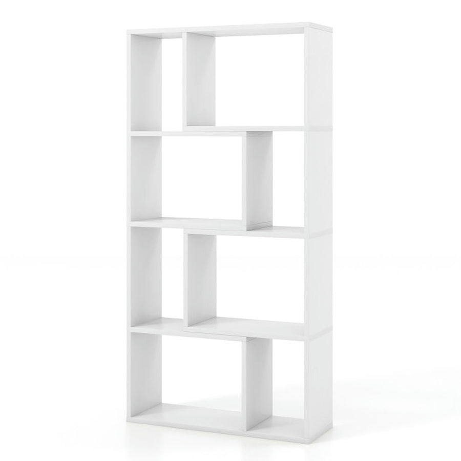 Hommoo Bookshelf, Display Bookshelf, Bookcase,48 Inch 4-Tier Geometric Bookshelf with 8 Cubes for Living Room Image 1