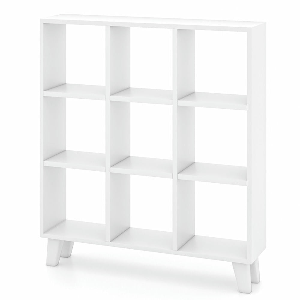 Hommoo Bookshelf, Display Bookshelf, Bookcase,9-Cube Bookcase with 6 Removable Shelves and Raised Support Feet-White Image 1