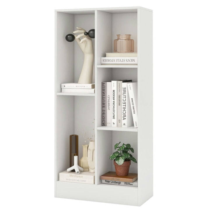 Hommoo Bookshelf, Display Bookshelf, Bookcase,41 Inches 5-Cube Floor Bookcase with 2 Anti-Tipping Kits-White Image 3