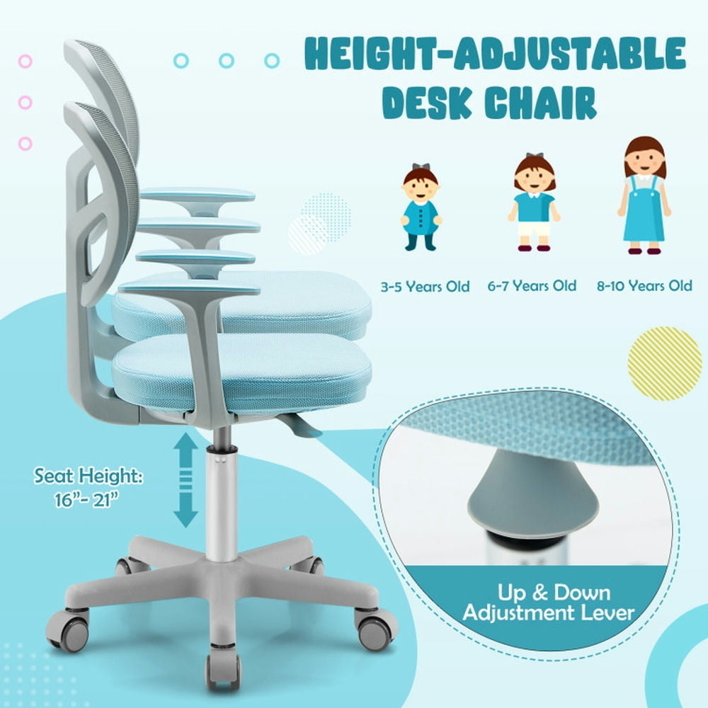 Hommoo Adjustable Desk Chair with Auto Brake Casters for Kids-Blue, Kids Chairs for Kids Image 3